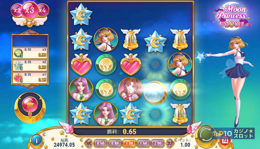 ムーンプリンセス100のマルチプライヤー